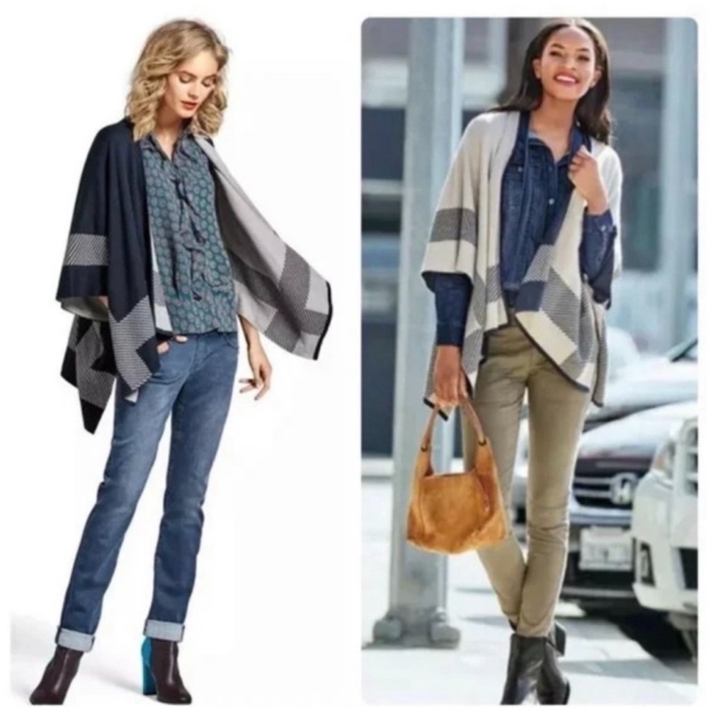 Cabi Women's Colorblock Sweater Poncho